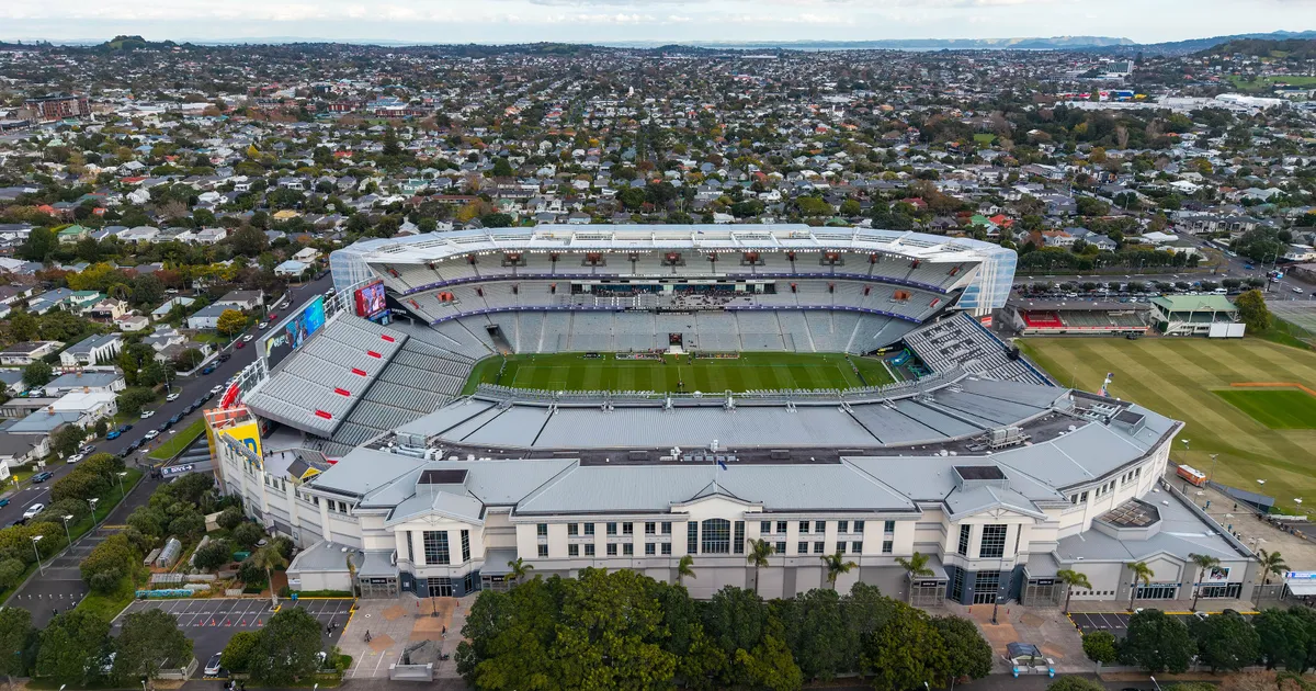 Aerial view of Eden Park in Auckland, seen from the north
