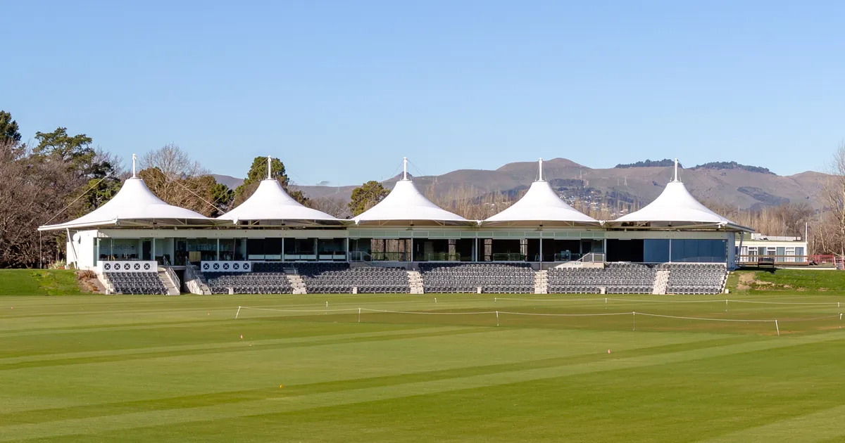 Hagley Oval cricket ground and pavilion in Christchurch